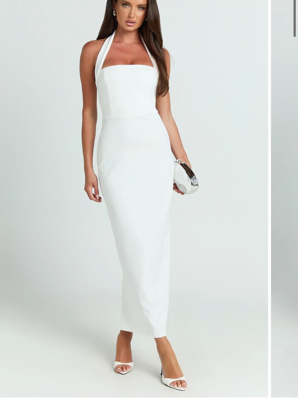 Showpo White Halter Neck Midi Dress-Skirt